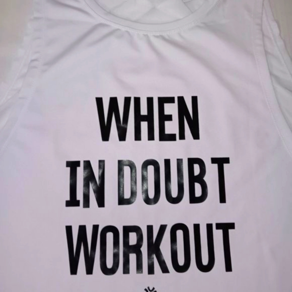 SHEIN WHEN IN DOUBT WORKOUT ACTIVEWEAR MESH BACK TANK - TOP